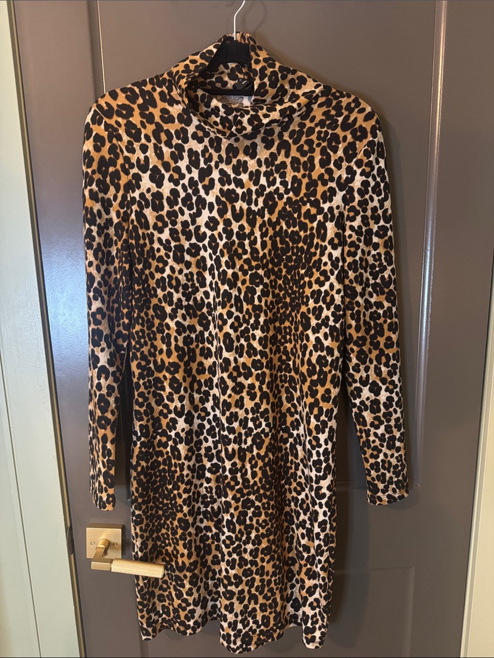 Vero Moda Leopard Print Midi Dress in Brown and Black